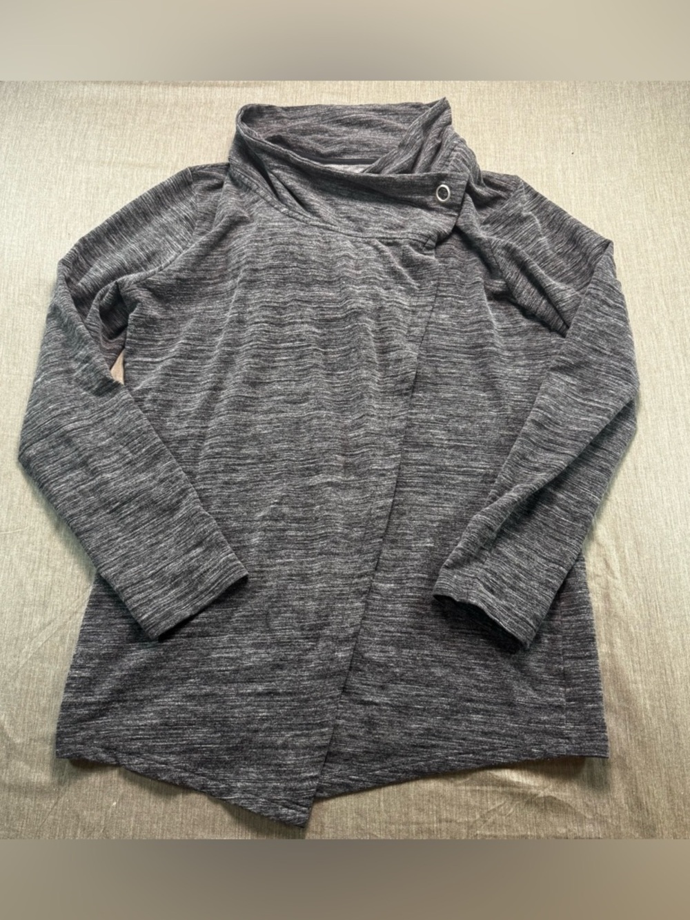 DANSKIN - Heather Gray Stretch French Terry 2 Way Wrap Jacket size XL Women’s